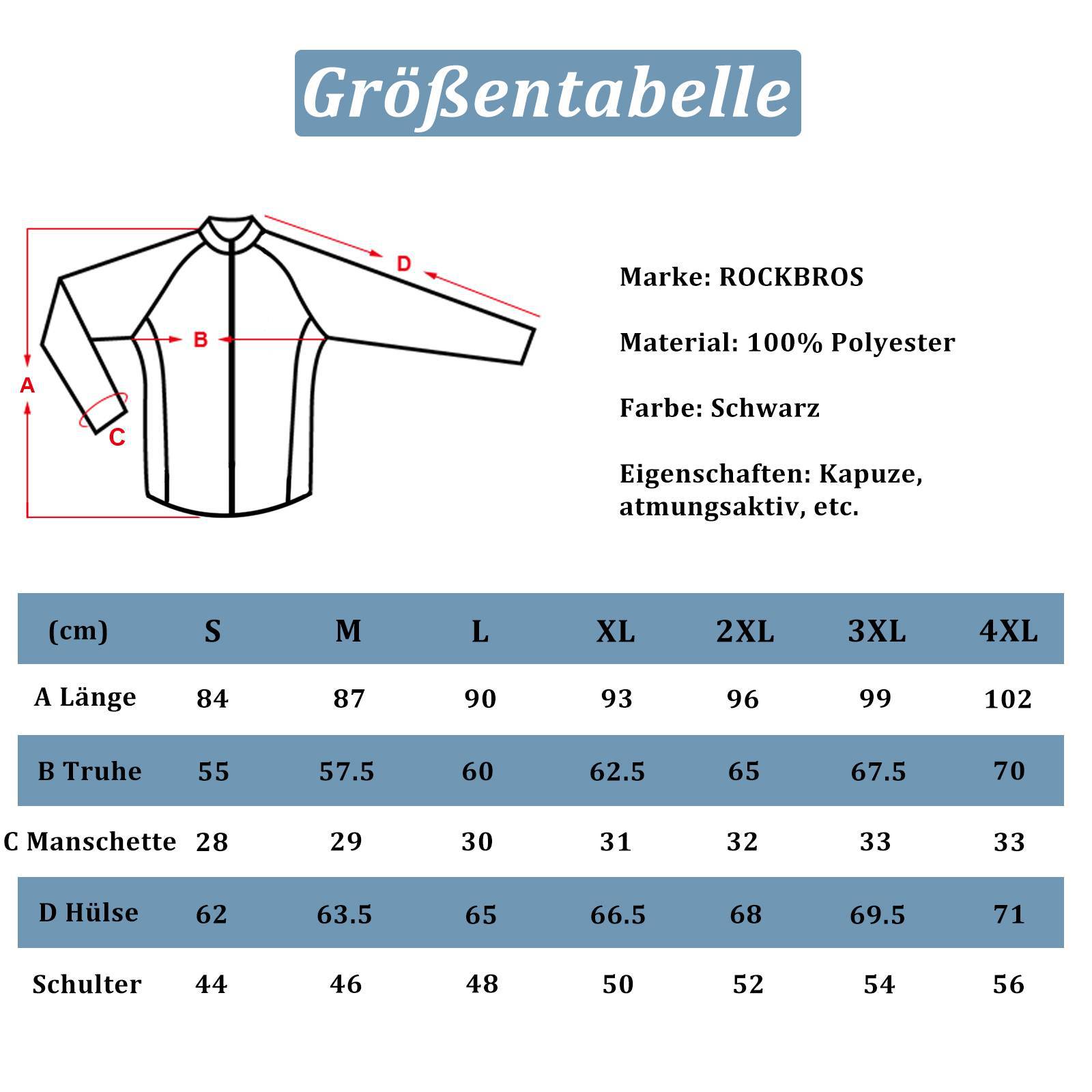 ROCKBROS Regenmantel Wasserdichter Regenponcho Verlängerte Regenjacke - ROCKBROS-EU