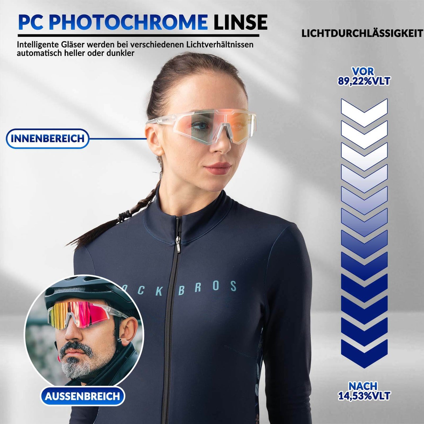ROCKBROS Sonnenbrille Fahrradbrille Selbsttönend Outdoor UV400 Schutz - ROCKBROS-EU