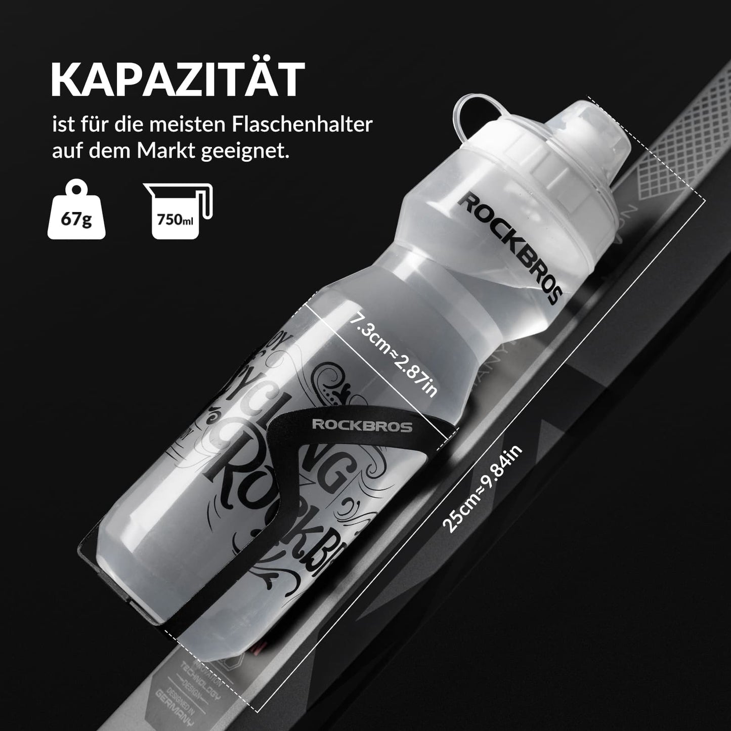 ROCKBROS Sport Trinkflasche 750ml Fahrrad Wasserflasche BPA-Frei - ROCKBROS-EU