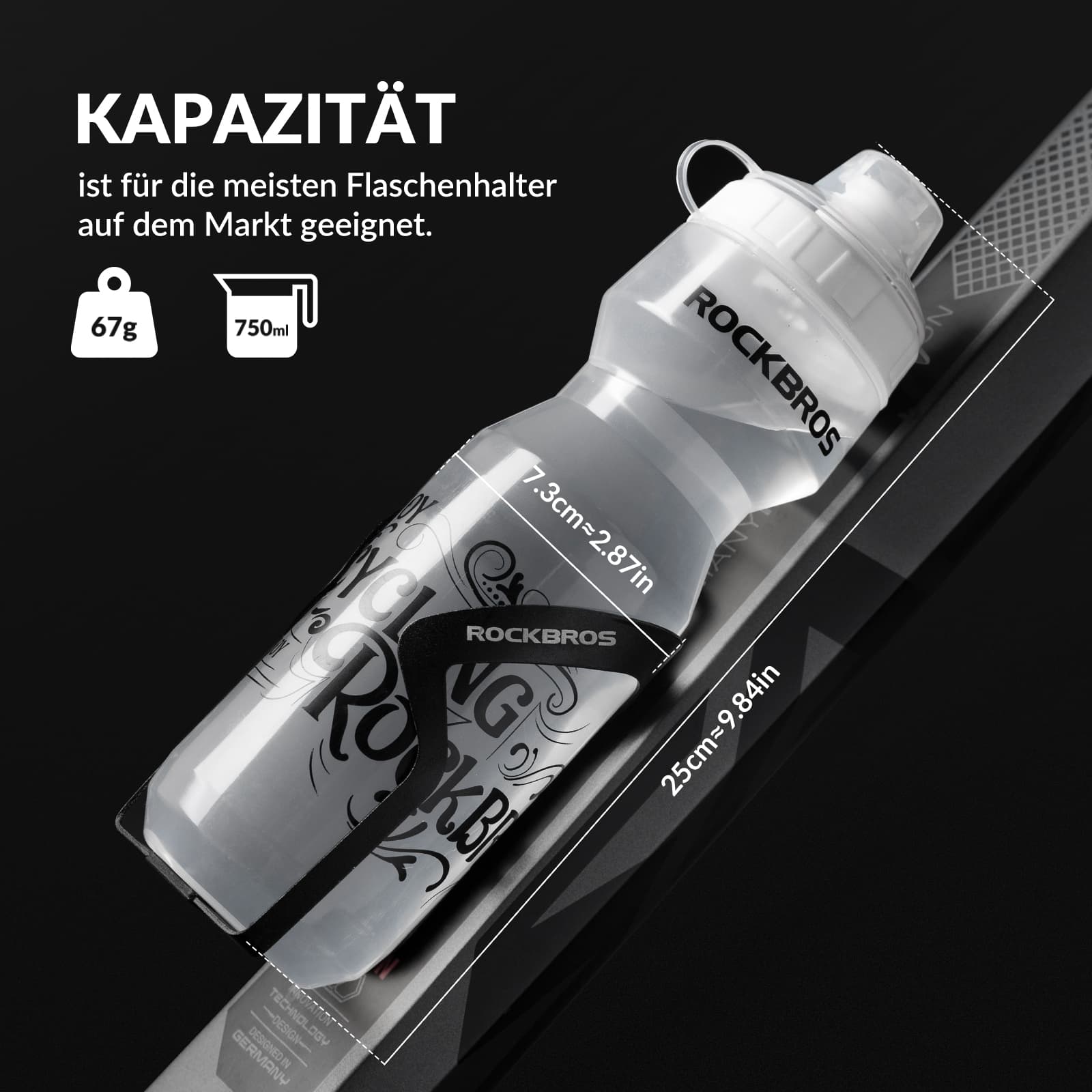 ROCKBROS Sport Trinkflasche 750ml Fahrrad Wasserflasche BPA-Frei - ROCKBROS-EU