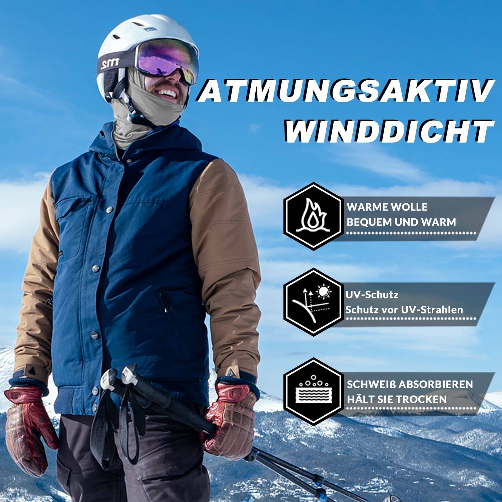 ROCKBROS Sturmhaube Herbst Winter Balaclava für Outdoorsports Unisex - ROCKBROS-EU