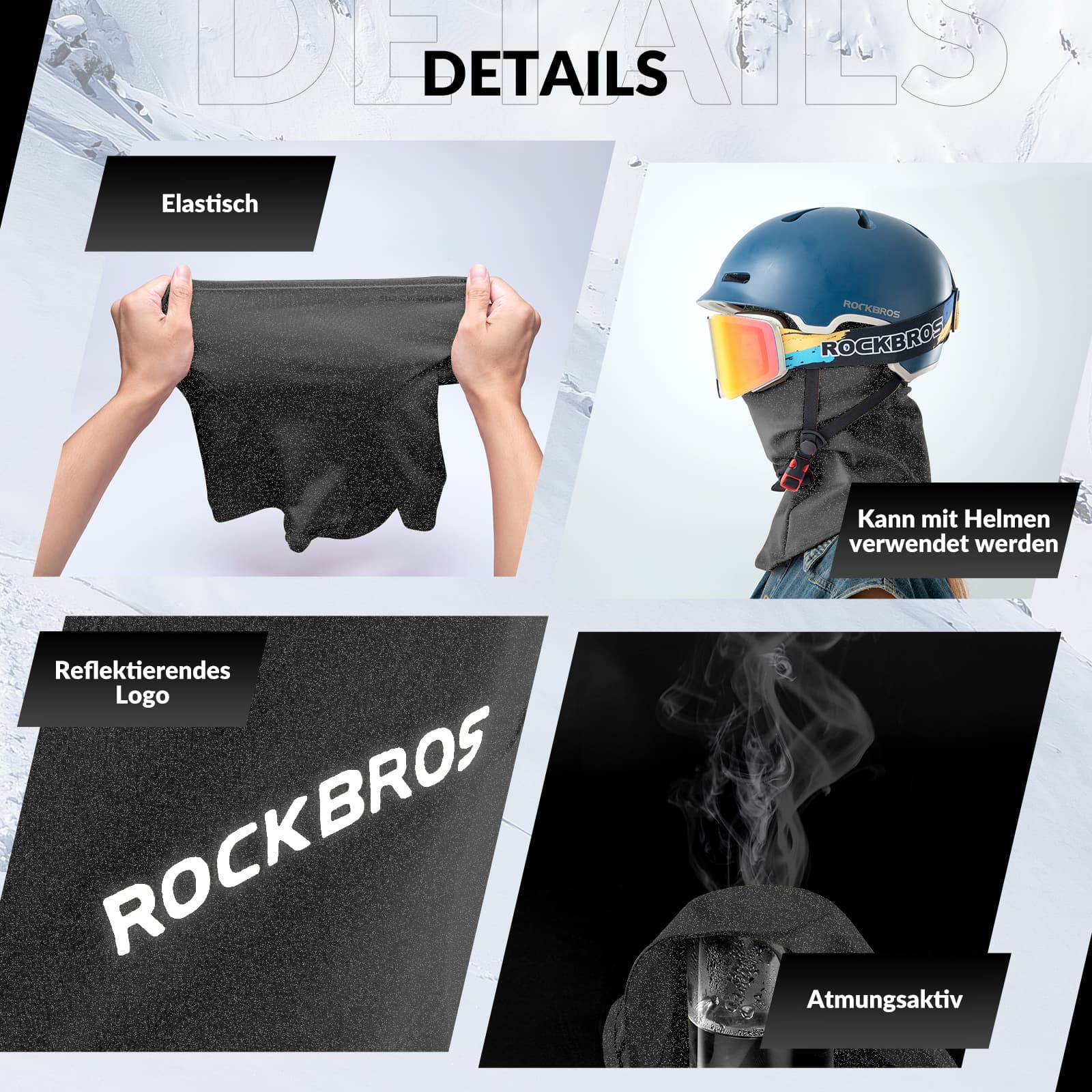 ROCKBROS Sturmhaube Herbst Winter Balaclava für Outdoorsports Unisex - ROCKBROS-EU
