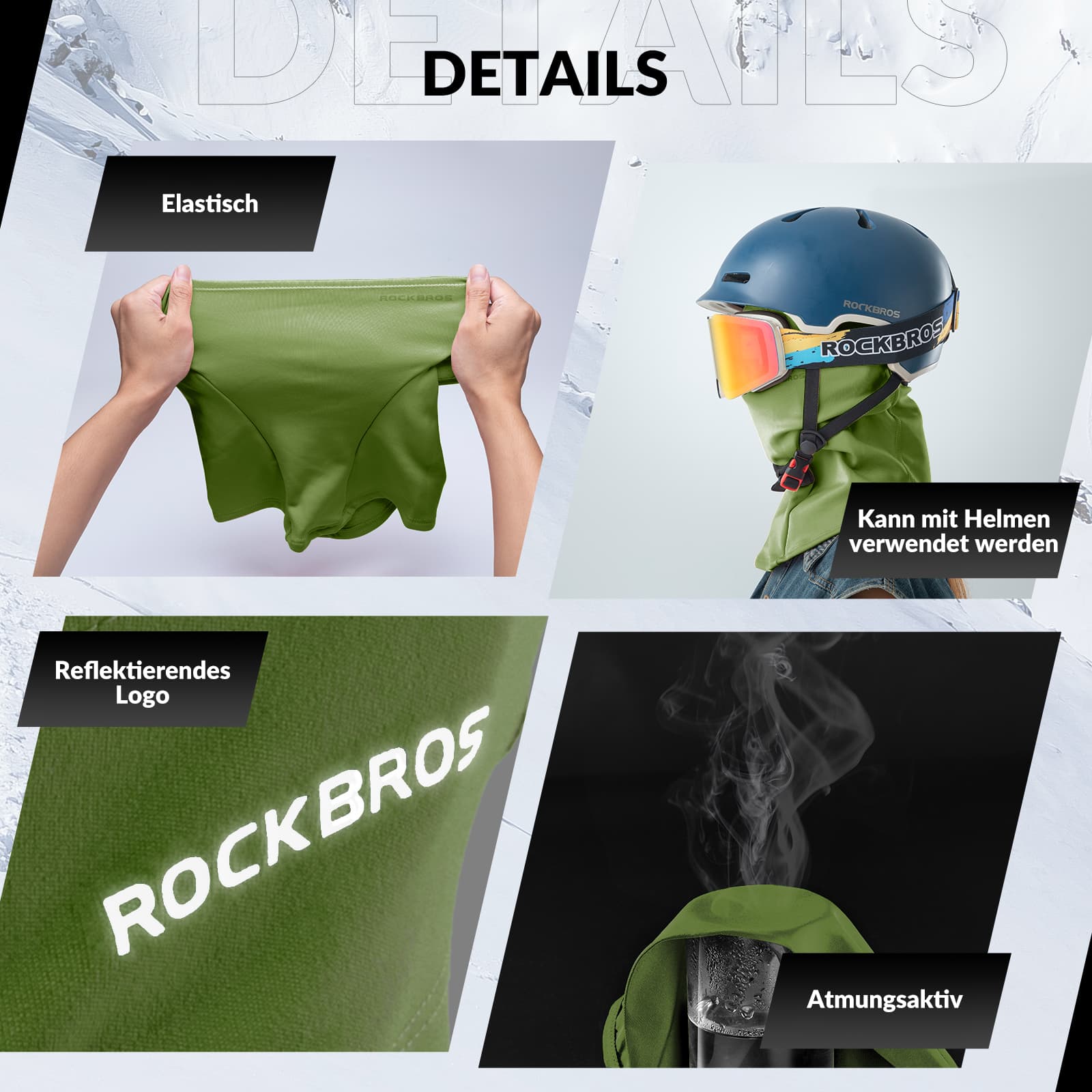 ROCKBROS Sturmhaube Herbst Winter Balaclava für Outdoorsports Unisex - ROCKBROS-EU