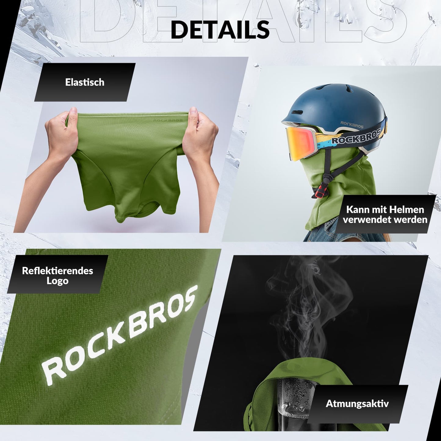 ROCKBROS Sturmhaube Herbst Winter Balaclava für Outdoorsports Unisex - ROCKBROS-EU