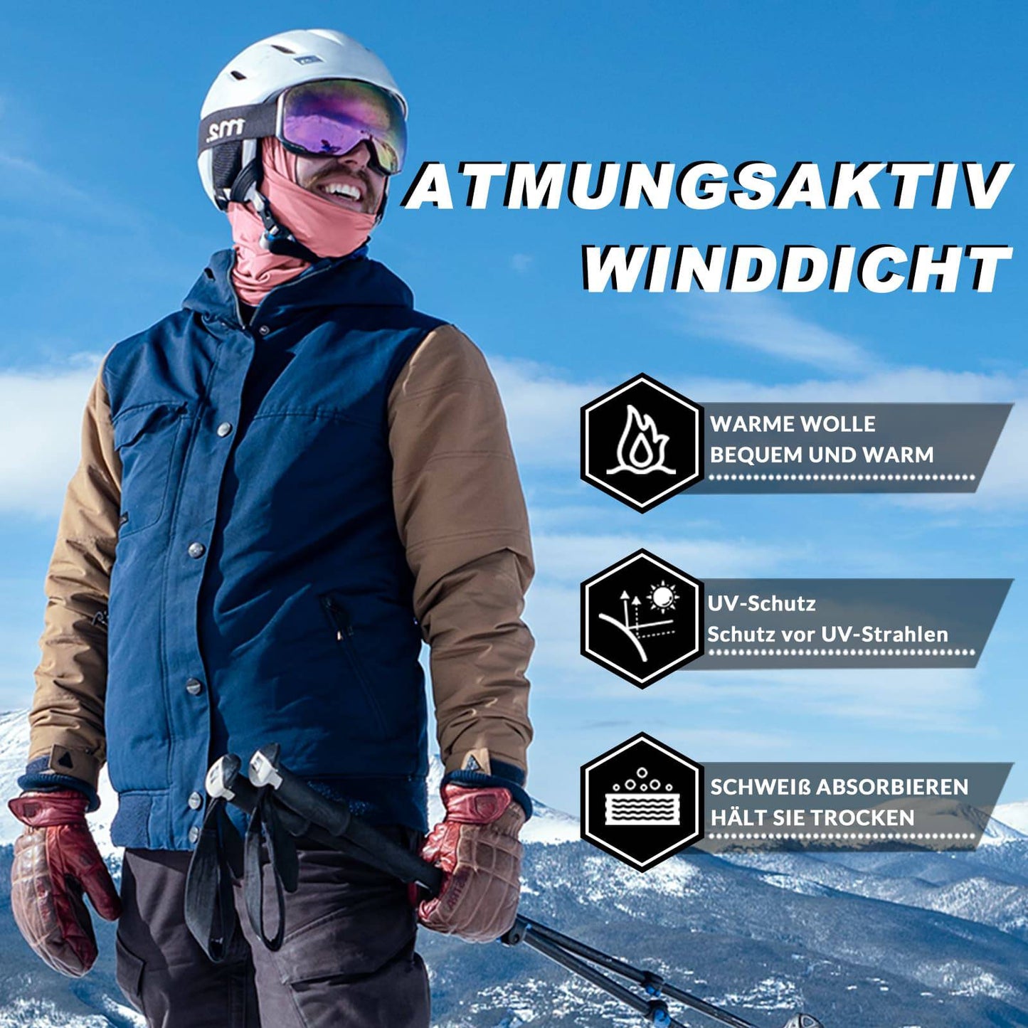 ROCKBROS Sturmhaube Herbst Winter Balaclava für Outdoorsports Unisex - ROCKBROS-EU