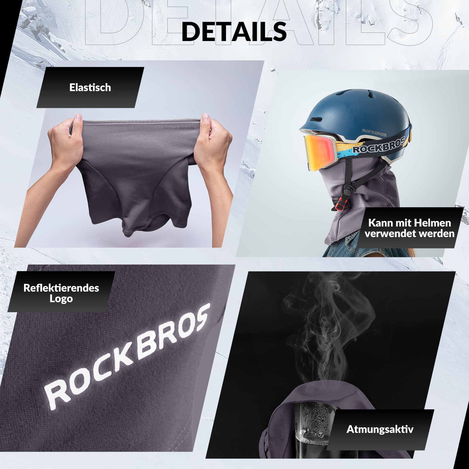 ROCKBROS Sturmhaube Herbst Winter Balaclava für Outdoorsports Unisex - ROCKBROS-EU