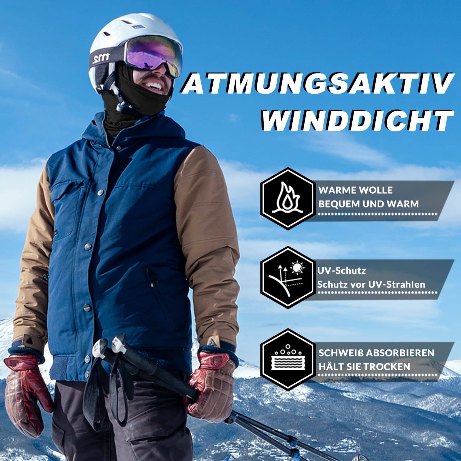 ROCKBROS Sturmhaube Herbst Winter Balaclava für Outdoorsports Unisex - ROCKBROS-EU